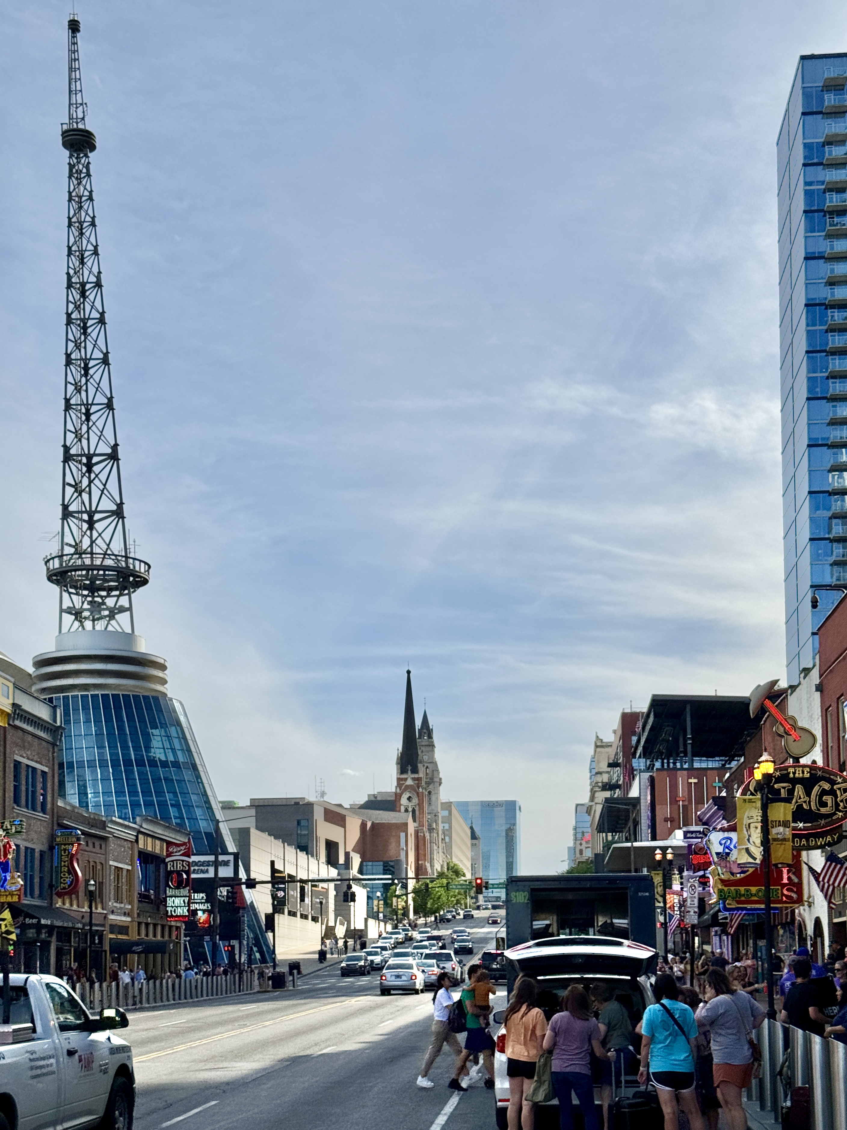 Broadway in downtown Nashville, Tennessee during the day