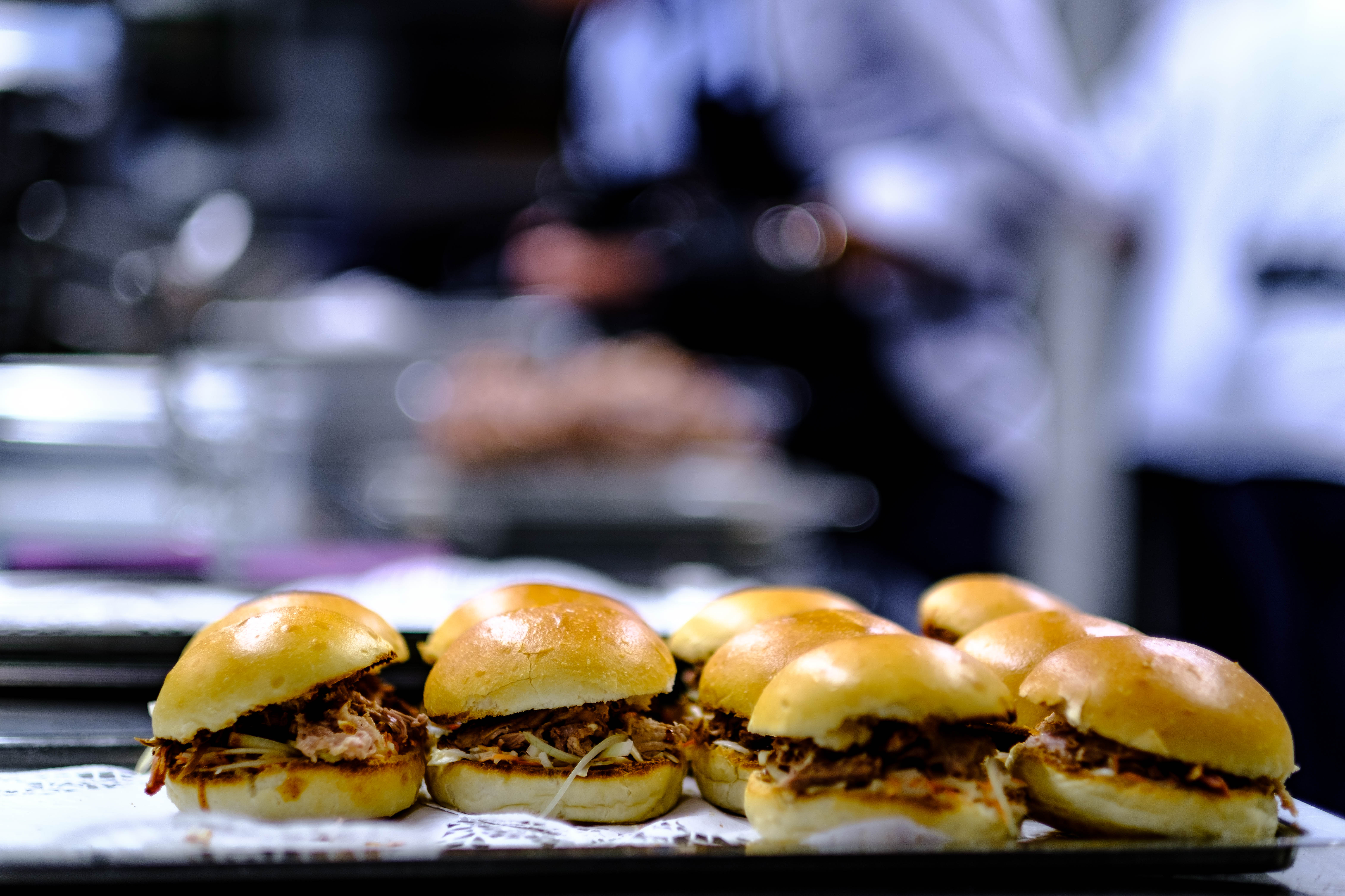 Pulled pork barbecue sandwiches with sauce
